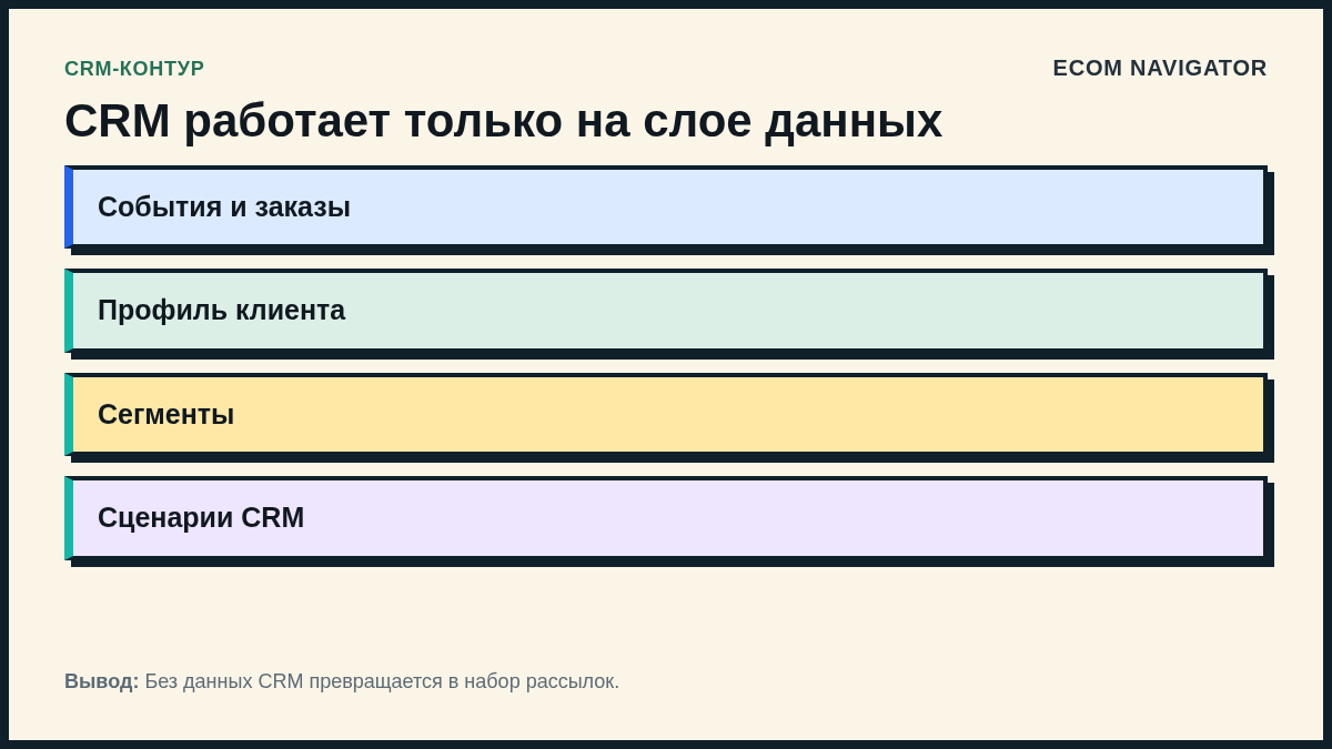 CRM работает только на слое данных