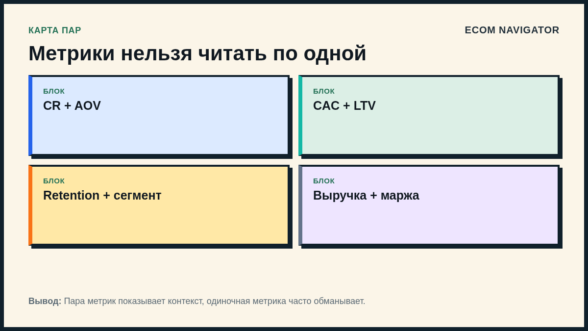 Метрики нельзя читать по одной